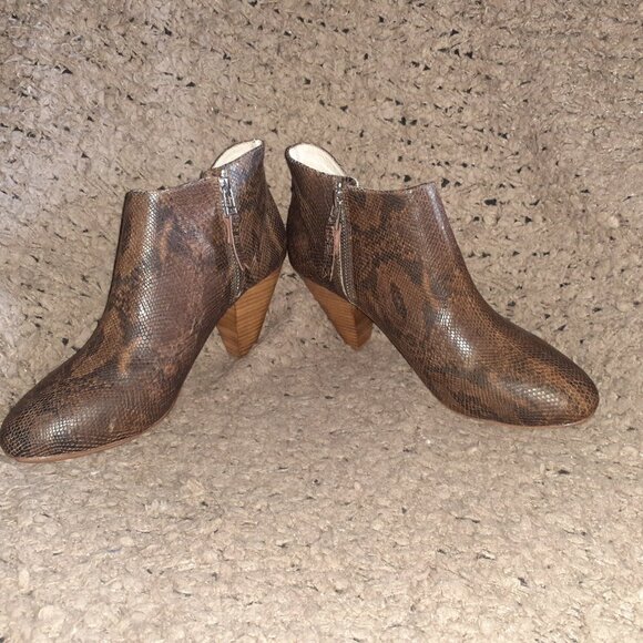 MATT BERNSON-JAGUAR Coffee Brown Leather Snake Print-Booties-Sz 8-NWOB - Picture 4 of 8